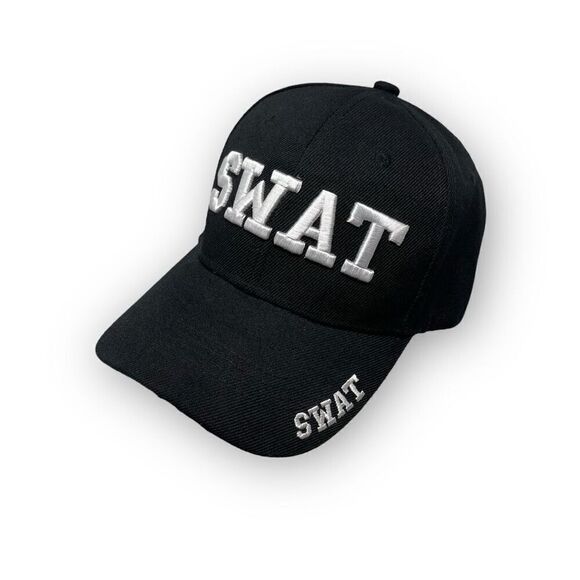 One Shot Law Enforecement SWAT Adjustable Baseball Cap Hat Black OSFM - Picture 2 of 9
